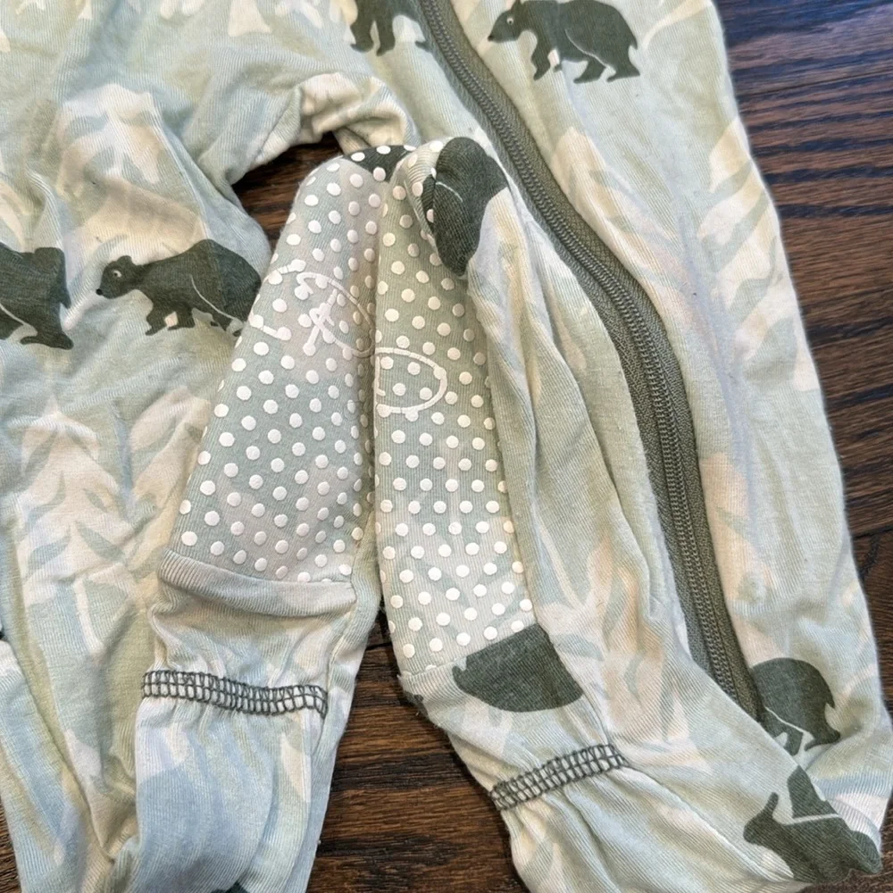 KicKee Pants Print Footie with Zipper Aloe Bears and Treeline bamboo pajamas